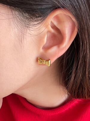 [silver925] ribbon earring - gold