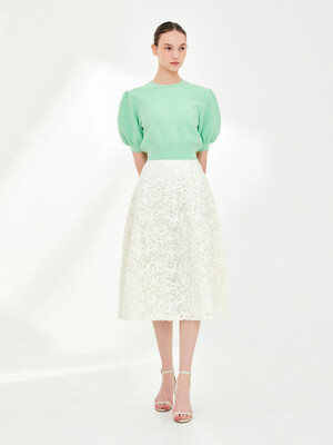 ERIN Floral chiffon full skirt (Ivory)