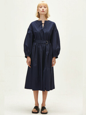 puff sleeve dress(navy)