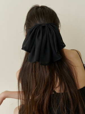 elegant draping black ribbon hair pin