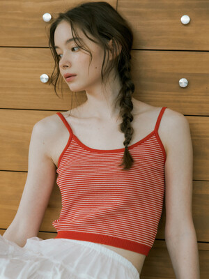 197 stripe sleeveless knit (red)