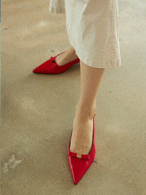 MD1116p Pointed Toe Ribbon Slingback_Red