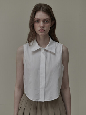 Sleeveless cotton shirt - White