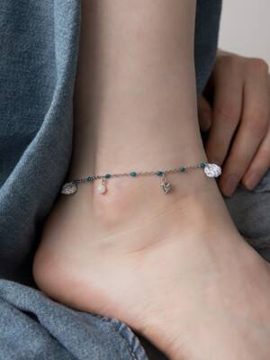 Gypsy mood blue pearl chain anklet