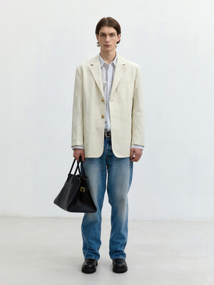 UNISEX CLASSIC LINEN JACKET CREAM_M_UDJA4B121CR