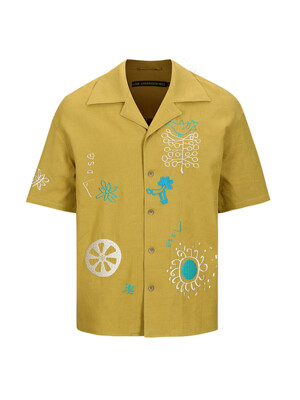 APRIL EMBROIDERY OPEN COLLAR SHIRTS atb1054m(YELLOW)