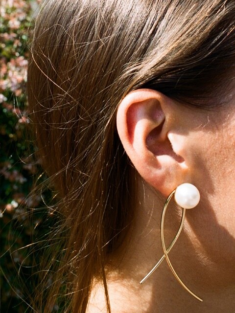 big pearl wire earrings