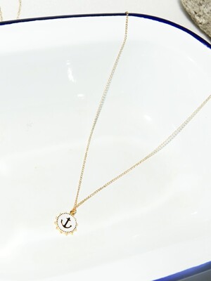 GOLDFILLED WHITE ANCHOR NECKLACE