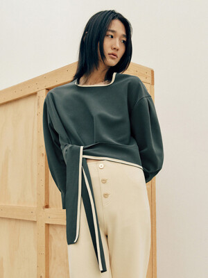 Soft Square Tie Top_Forest Green+Butter Yellow
