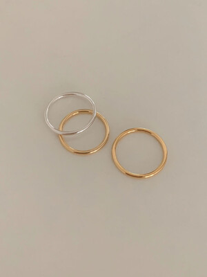 [1+1] silver basic slim ring (2color)