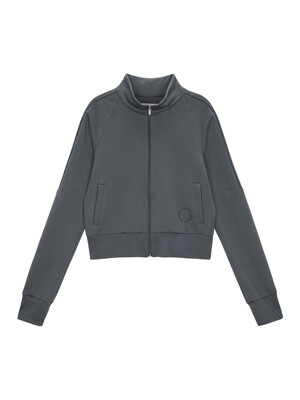 PIPING CROP TRACK JUMPER IN GREY