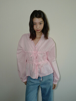 moui Frill ribbon blouse (PINK)