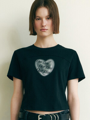 OUR HEART PAINTING CROP T-SHIRTS BK