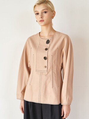 Point Buttons Blouse_Pink Beige