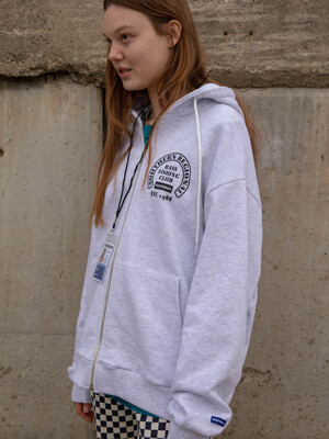 BASS ZIP UP HOODIE (MELANGE WHITE)