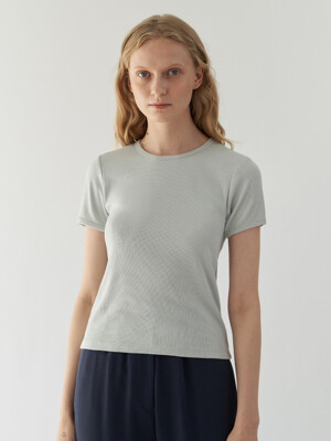 Ribbed Slim T-Shirt ( Mint grey  )