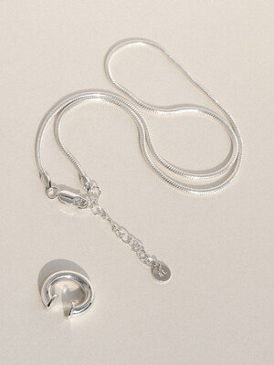 [SET] Basic Earcuff + Bold Line Necklace (silver925)(2color)