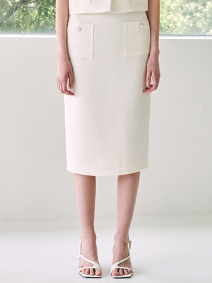 Tweed Pocket Skirt - Ivory