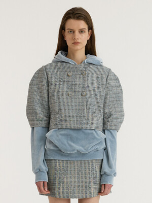 Wool Tweed Cropped Jacket_Blue