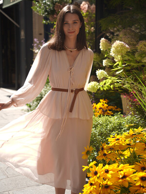 [단독] Belted Ballerina Long Dress [2Color]