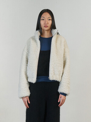 HAIRY FUR BLOUSON - IVORY