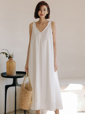 LS_Vacation style sleeveless white dress