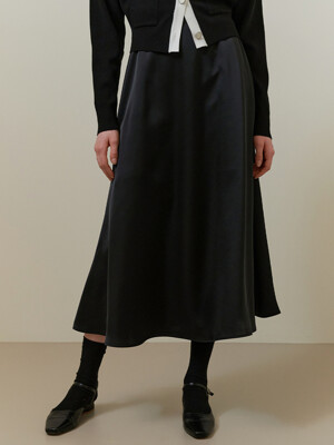 Slip satin skirt (black)