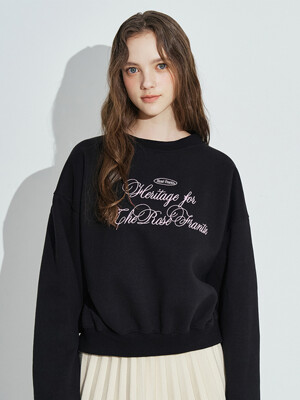 Romantic Embroidery Sweatshirt [Black]