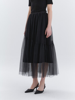 Mesh Long Skirt (Black)