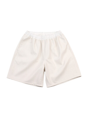 Faux-Leather Shorts (White)