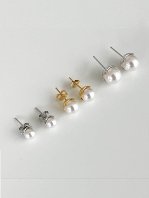 Light Back Pearl Earrings (gold/silver)(6,8,10mm)