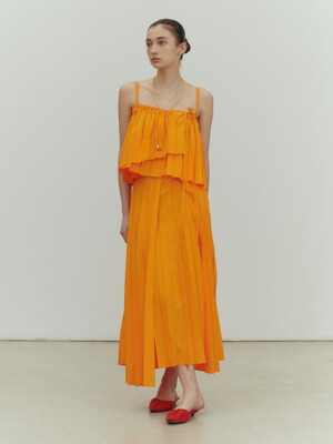 Dorocy Long Pleats Skirt_Light Orange