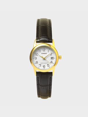 CASIO 카시오 LTP-V002GL-7B2 여성시계 가죽밴드 손목시계