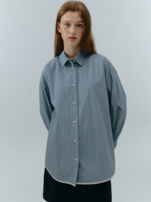Lace Cotton Shirt (Blue)