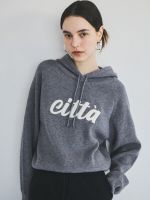 Citta Logo Basic Hood Knit_CTK214(Grey)