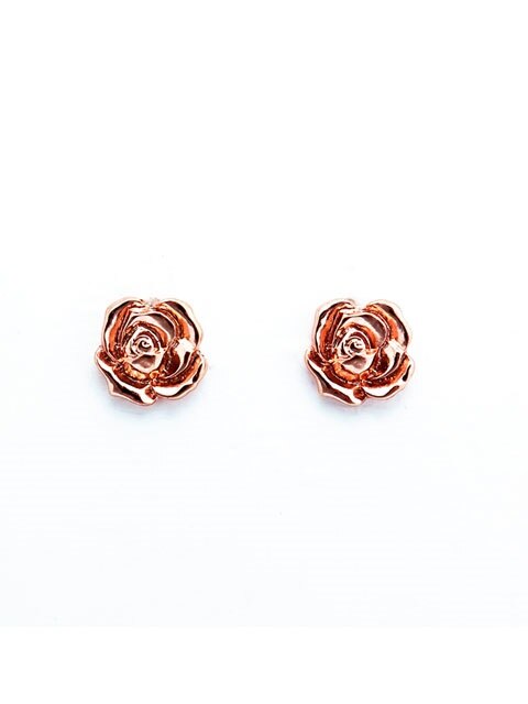 pink gold rose earrings