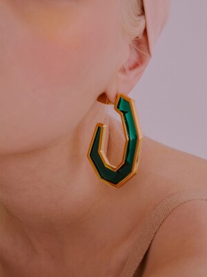 Clear Septangular Earrings_Green