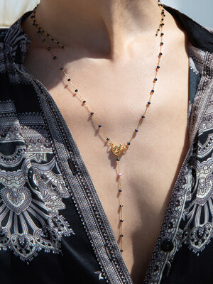 black crystal Y necklace