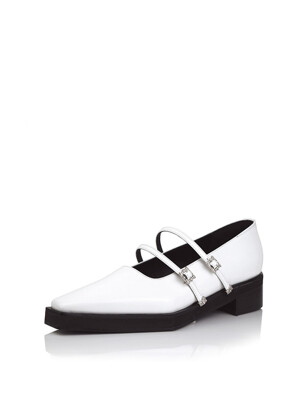 Ore two strap buckle loafer white
