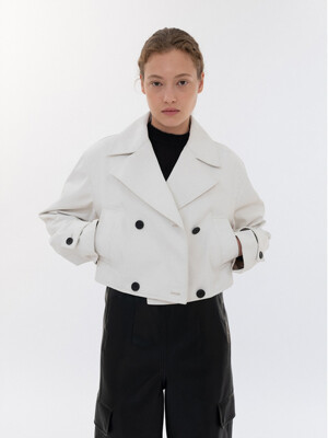 trench cropped jacket (ivory)