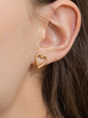 bumpy heart line earrings (2colors)