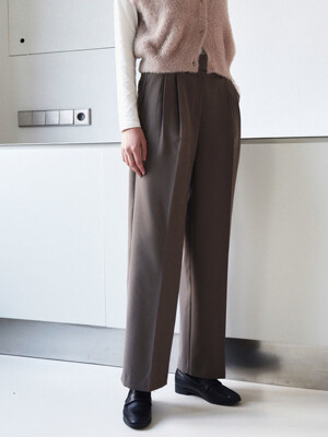 Look two pintuck side button slacks - brown
