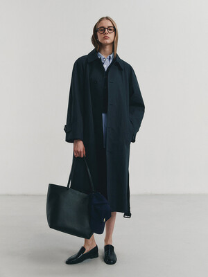 UNISEX VOLUME COTTON MAC COAT CHARCOAL NAVY_UDTR4A101N3