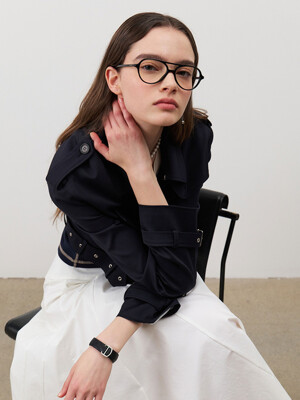 24 Spring_ D/Navy Cropped Trench Jacket