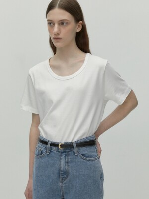 cotton u neck t-shirt - white