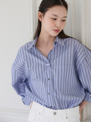 Button Stripe Shirts_BLUE