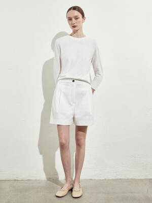 TAILORED BUTTON HALF PANTS_WHITE