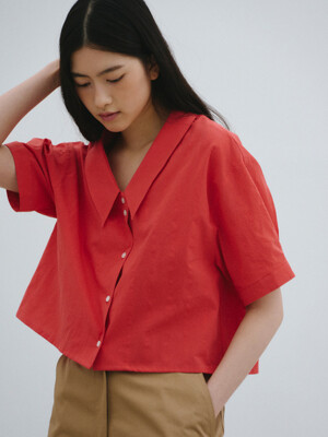 Pigment Short Blouse Red