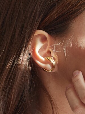 needle earcuff two way earring gold