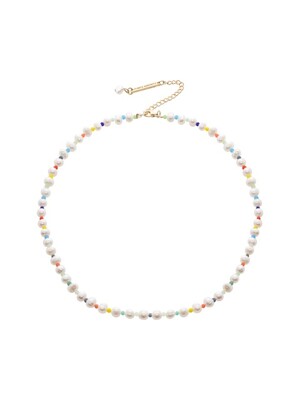 Color Beads & Pearl Necklace
